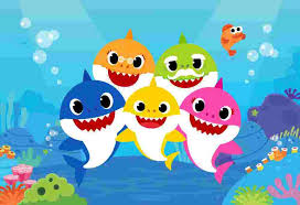Five colorful sharks