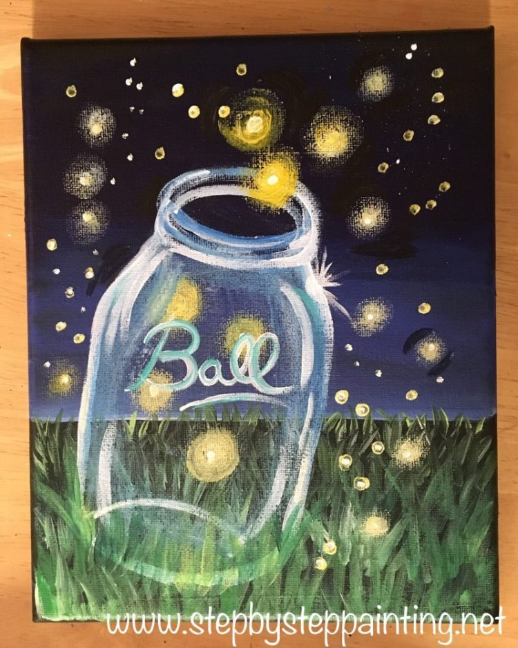 firefly and mason jar painting
