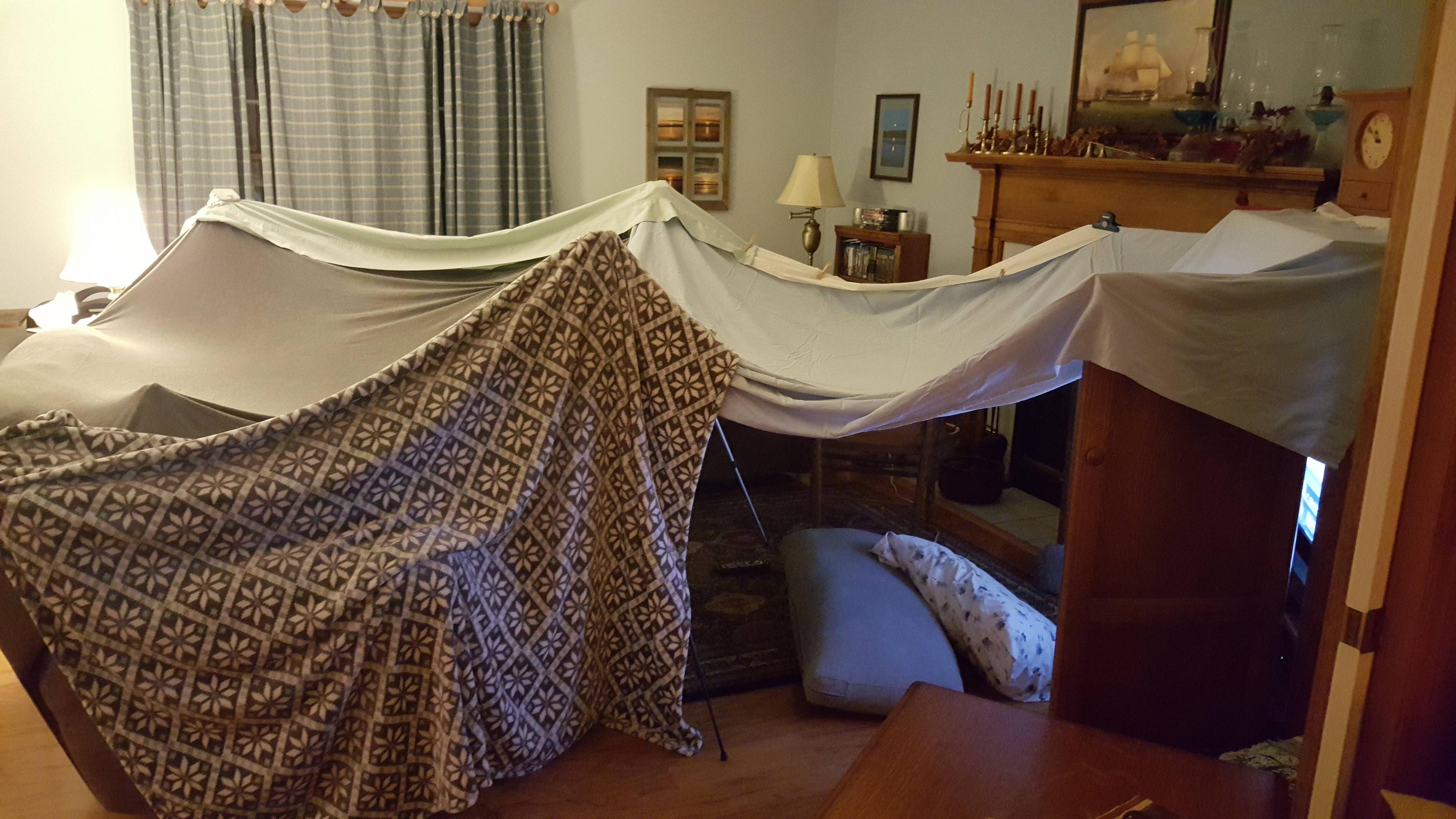 living room blanket fort