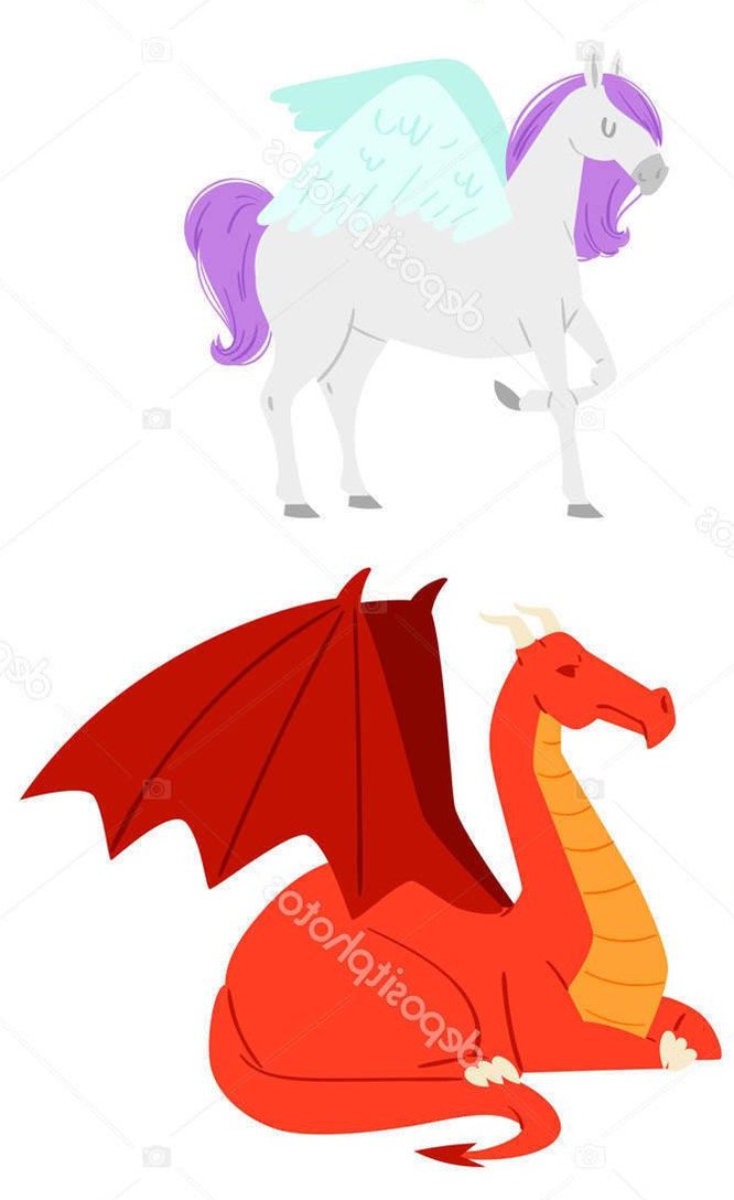 unicorn and dragon illustration