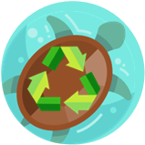 sea turtle and recycling symbol