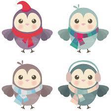 owls with scarves and hats