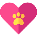 pink heart with yellow paw print