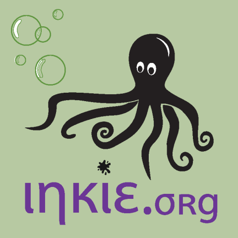 The logo for Inkie.org: a black octopus over the site's name.