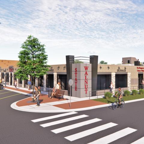 Model image on the plans for The Bricks in downtown Cherry Valley.