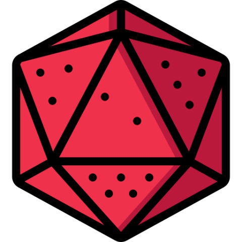 red d20 dice