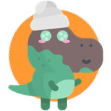 dinosaur with a mud mask