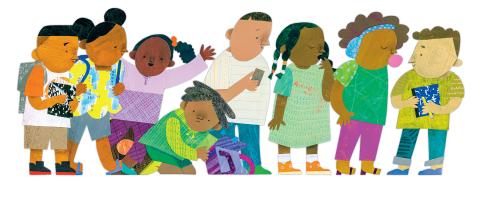 children in a line
