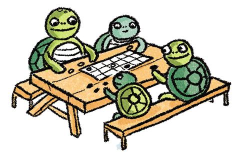 turtles playing board games