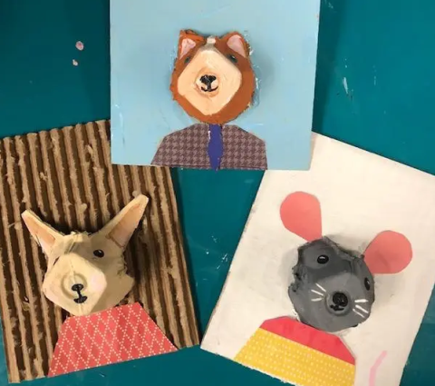 egg carton animal portraits