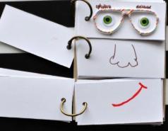 strips of paper with difference facial features - make funny faces