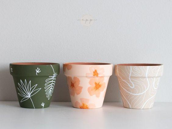 Image of hand-painted flower pots