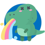 dinosaur with rainbow coming out its mouth