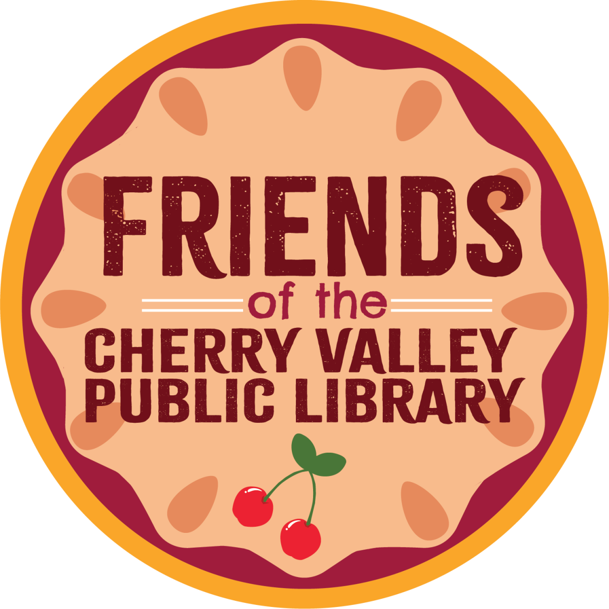 Whole cherry pie with friends logo